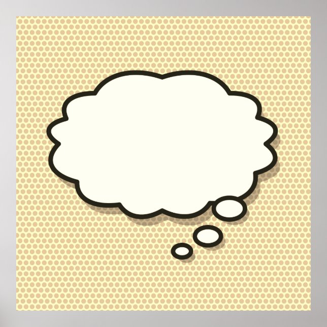 Poster Sua mensagem Pense em Bubble Diversão Retro Comic  (Frente)