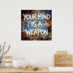 Poster Sua Mente é uma Arma Citação Graffiti Renascimento
