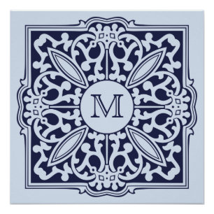 Pôster SUA MONOGRAM em quadro decorativo poster personali