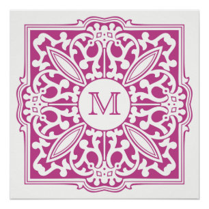 Pôster SUA MONOGRAM em quadro decorativo poster personali