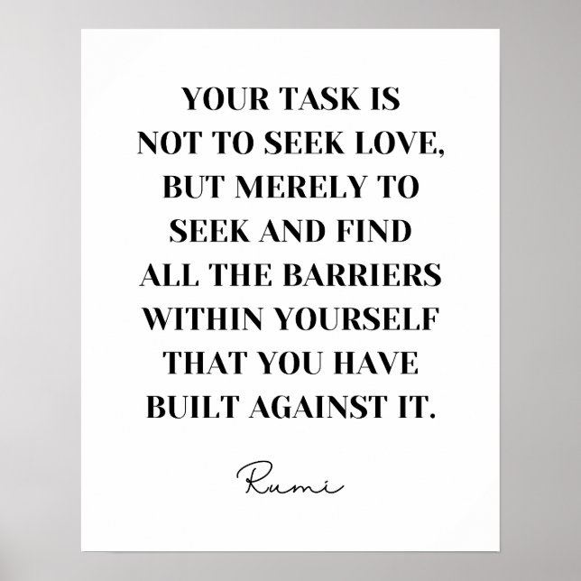Poster Sua tarefa não é procurar o amor - Rumi Cote (Frente)