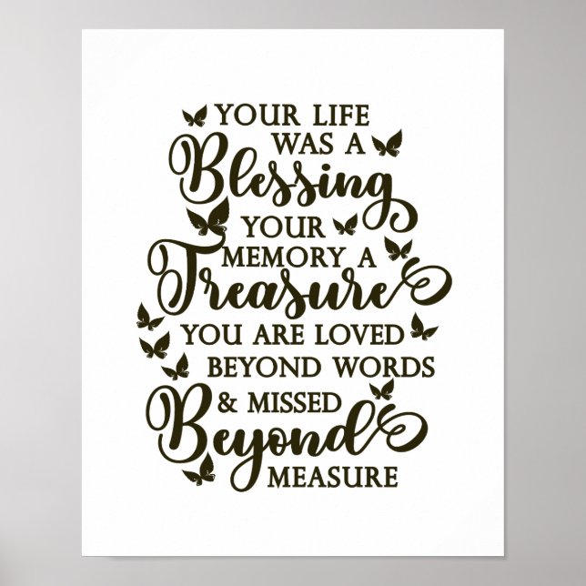 Poster Sua vida foi uma benção do Memorial da Borboleta (Frente)