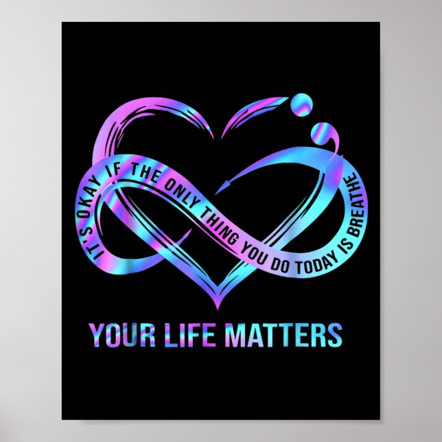 Poster Sua Vida Importa Prevenção Conscientização Fique (Frente)