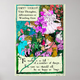 Poster Suas palavras em uma bela ilustração do século XIX