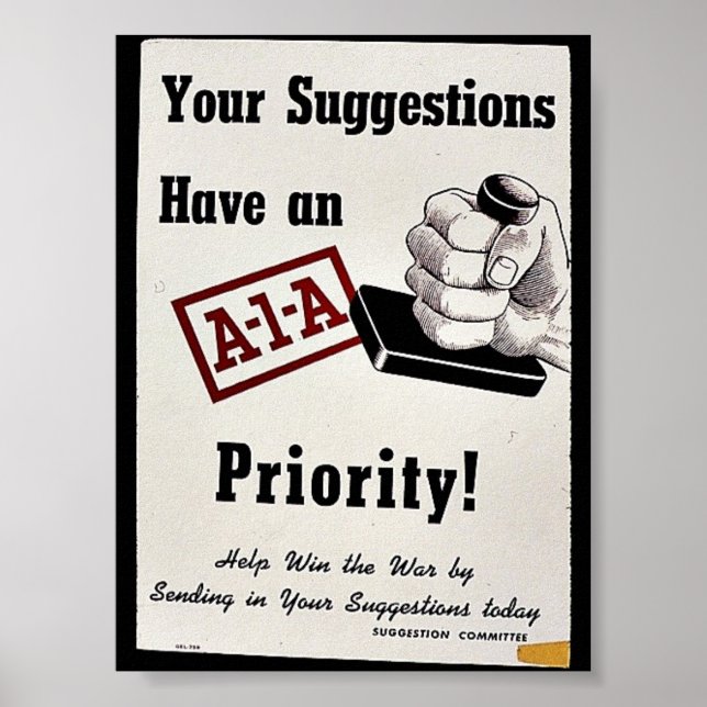 Poster Suas Sugestões Têm Uma Prioridade A-1-A (Frente)