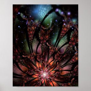 Poster Suave e ternura fantasia fractal flor convida