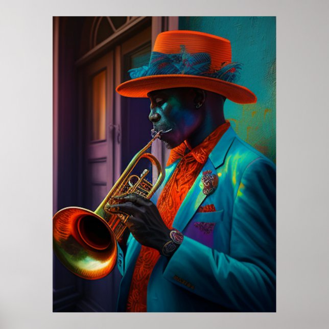 Poster Suave New Orleans Jazz Trumpet Player (Frente)