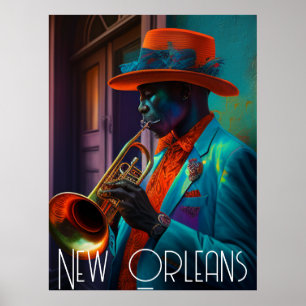 Poster Suave New Orleans Jazz Trumpet Player Nola