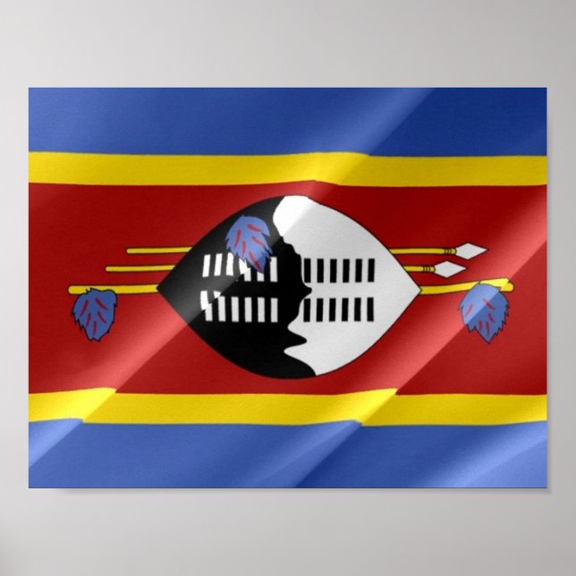 Poster Suazilândia - Bandeira de Ondas - (Frente)