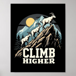 Poster Suba Mais Alta Cabra de Montanha Aventura Motivaci