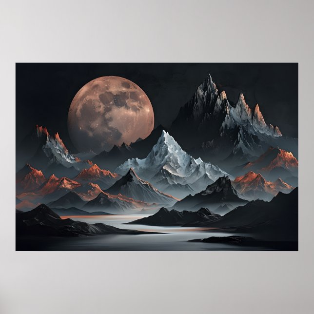 Poster Subida lunar sobre picos de Alienígena - Montanha  (Frente)