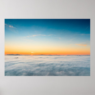 Poster Subida mágica do sol acima das nuvens