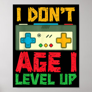 Poster Subir de Nível Jogando Video Games Aniversário de