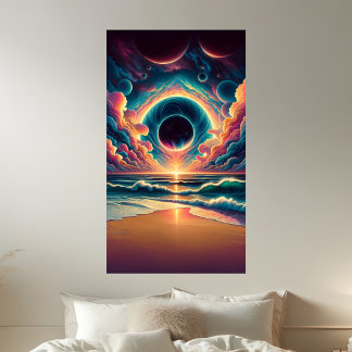 Poster Sublimação Psicodélica Celestial Sunset Beach