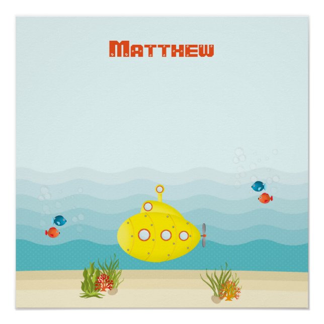 Pôster Submarino Amarelo Profundo (Frente)