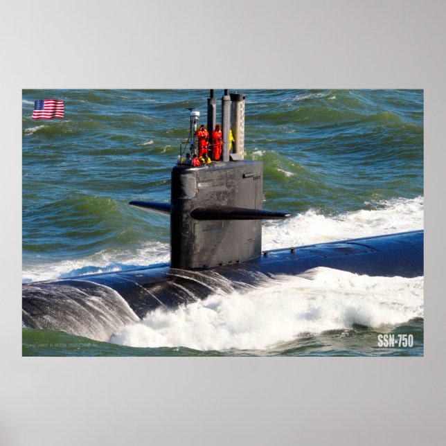 POSTER SUBMARINO DE ATAQUE RÁPIDO DOS EUA - SSN-750 (Frente)