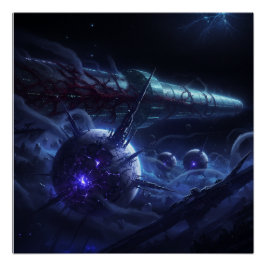 Pôster Submarino de Pesquisa Avançada Navegando Campo de 