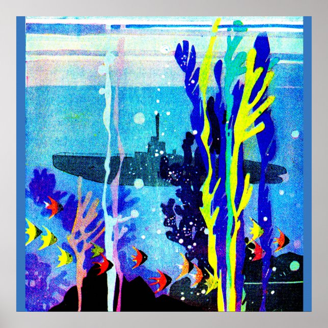 Pôster submarino fantasma em águas tropicais (Frente)