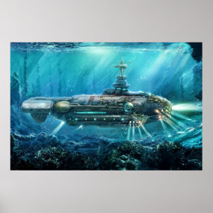 Poster Submarino Steampunk