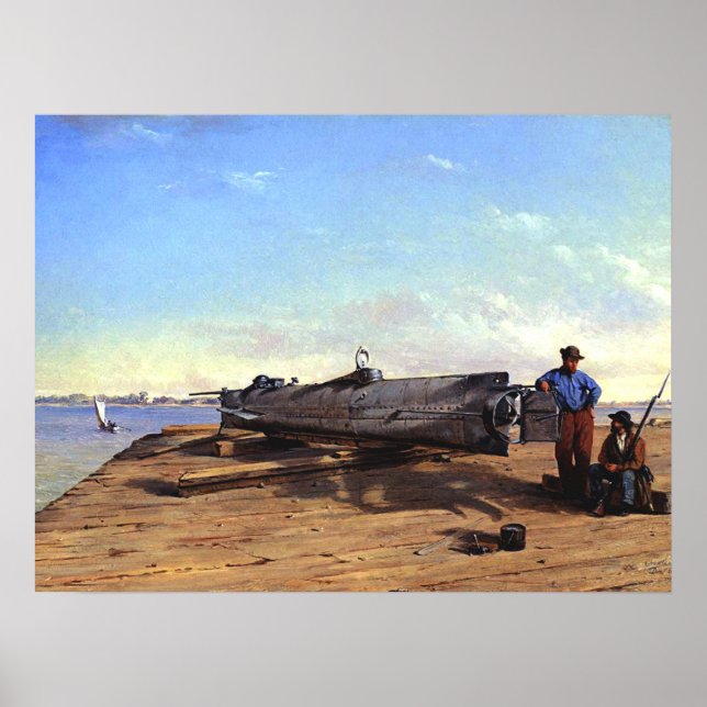 Poster Submarino Torpedo Boat HL Hunley C Chapman 1863 (Frente)