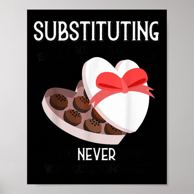 Poster Substitute School Teacher Valentine S Day Gift For (Frente)