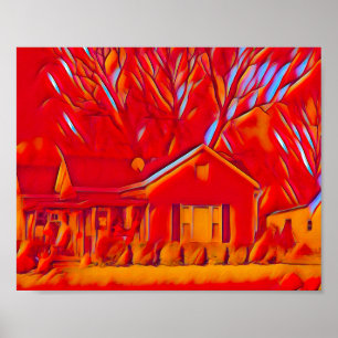 Poster Subúrbio de Flaming Vermelho