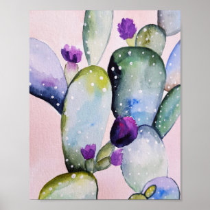 Poster Succulent do cacto da aguarela floral
