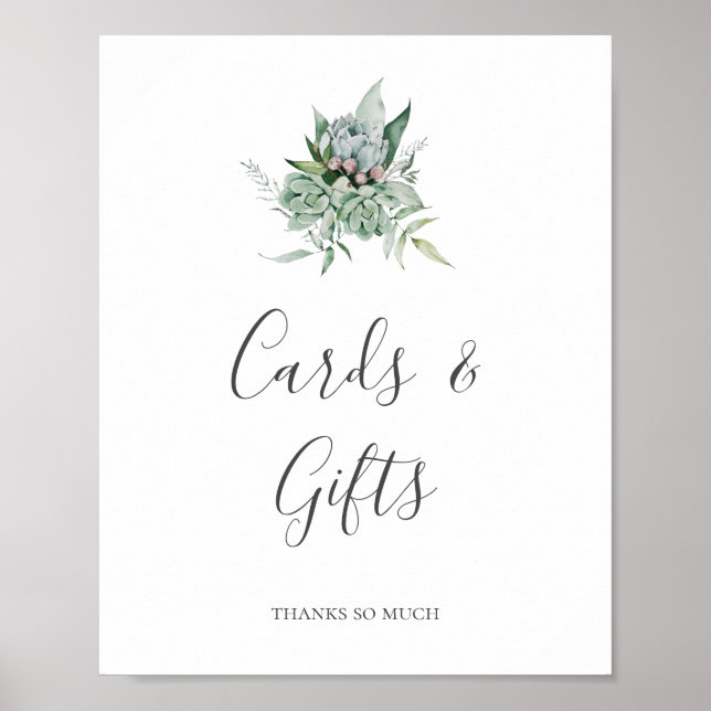 Poster Succulent Greenery | Cartões e Presentes (Frente)