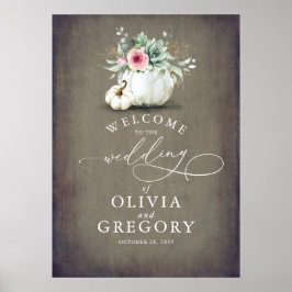 Poster Succulents Greenery and Pumpkins Wedding Welcome