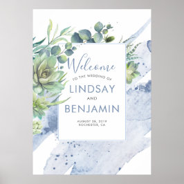 Poster Succulents Greenery Dusty Blue Wedding
