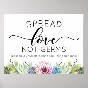 Poster Suculenta Aquarela Espalhe Amor Não Germes