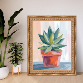 Poster Suculenta Botânica Aquarela de Planta de Casa