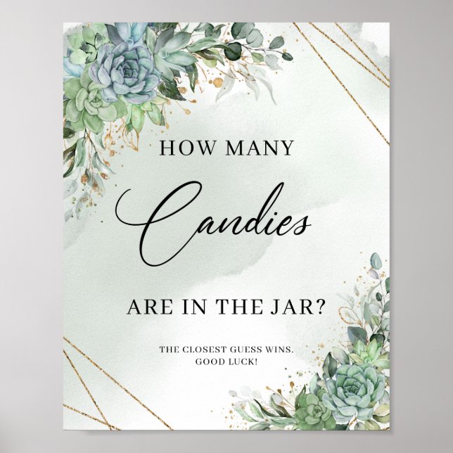 Poster Suculenta Quantas Candies Estão No Jar (Frente)