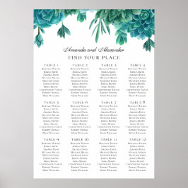 Poster Suculentas em aquarela. Gráfico de assentos de cas