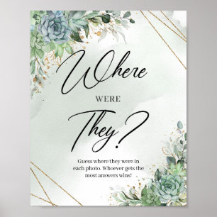 Poster Suculentas flores eucalipto Onde eles estavam jogo