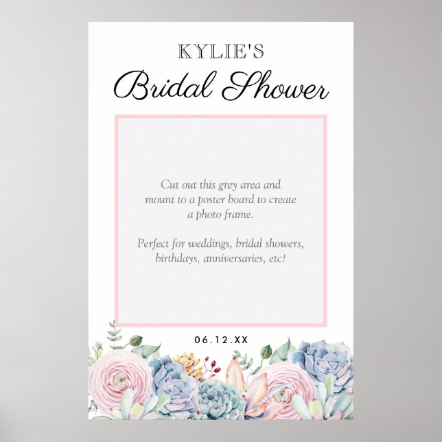 Poster Suculente Foto do Partido Bridal de Casamento Flor (Frente)