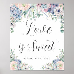Poster Suculentes Chic Blush Floral Casamento Doce Tratad