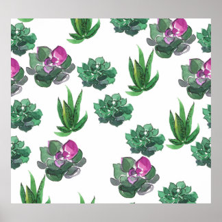 Poster Suculentes de Aquarela Design