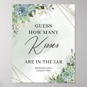 Poster Suculentos adivinham quantos beijos estão no pote