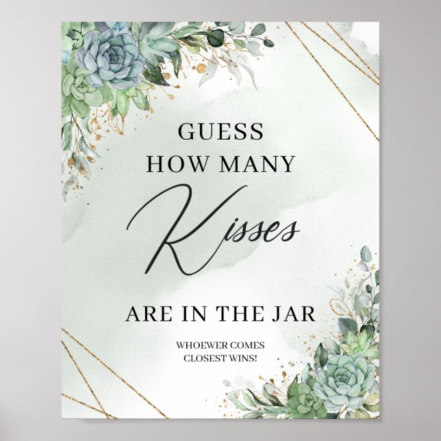 Poster Suculentos adivinham quantos beijos estão no pote (Frente)