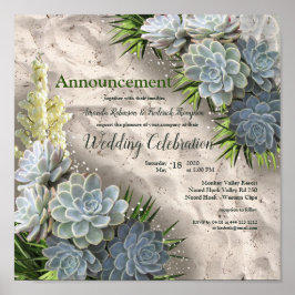 Poster Suculentos matizes de Blues claros e lançamento ve