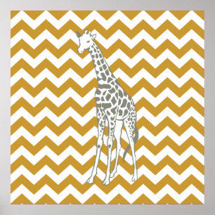 Pôster Sudan Brown Safari Chevron com Pop Art Giraffe