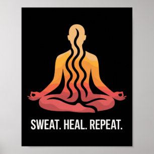 Poster Sudar Curar Repetir Sauna Yoga Meditação Bem-estar