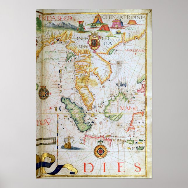 Pôster Sudeste Asiático, detalhes do atlas mundial (Frente)