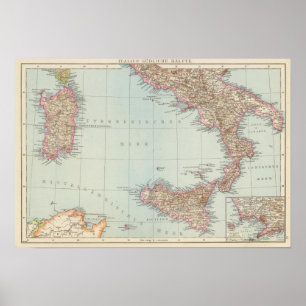 Pôster Sudliche Halfte de Italien, mapa de Italia sul