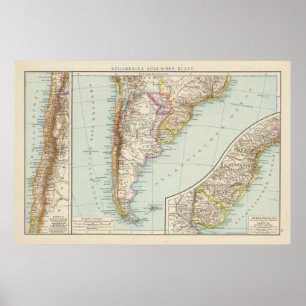Pôster Sudliches Blatt de Sudamerika - mapa de Ámérica