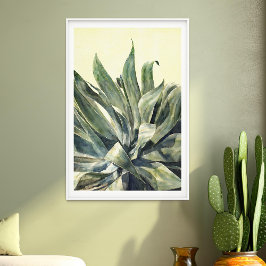 Poster Sudoeste Agave Watercolor Sage Verde e Amarelo