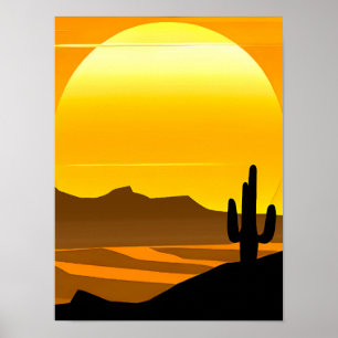 Poster Sudoeste Desert Sunset com Mesas