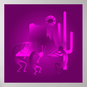 Pôster Sudoeste Kokopelli em Roxo