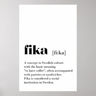 Poster Suecia Clássica de Café de Definição de Fika